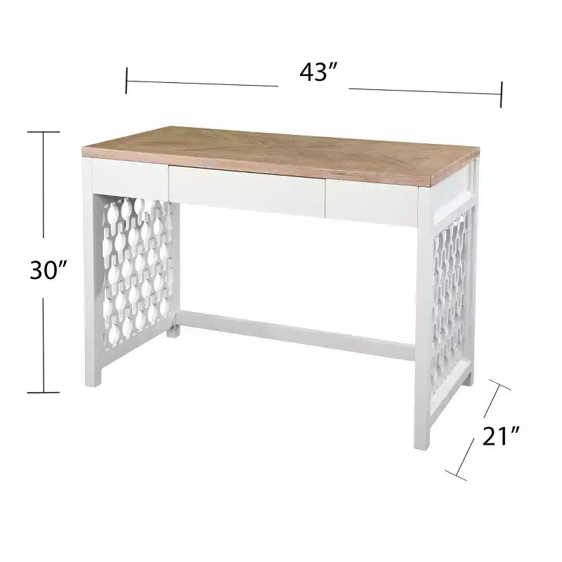 Scrivania bicolore con cassetto - Bianco e Naturale, 1 persona