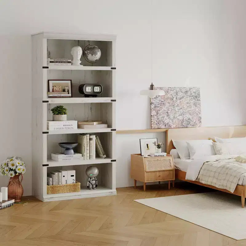 Libreria a 5 ripiani, stile rustico, vari colori e dimensioni