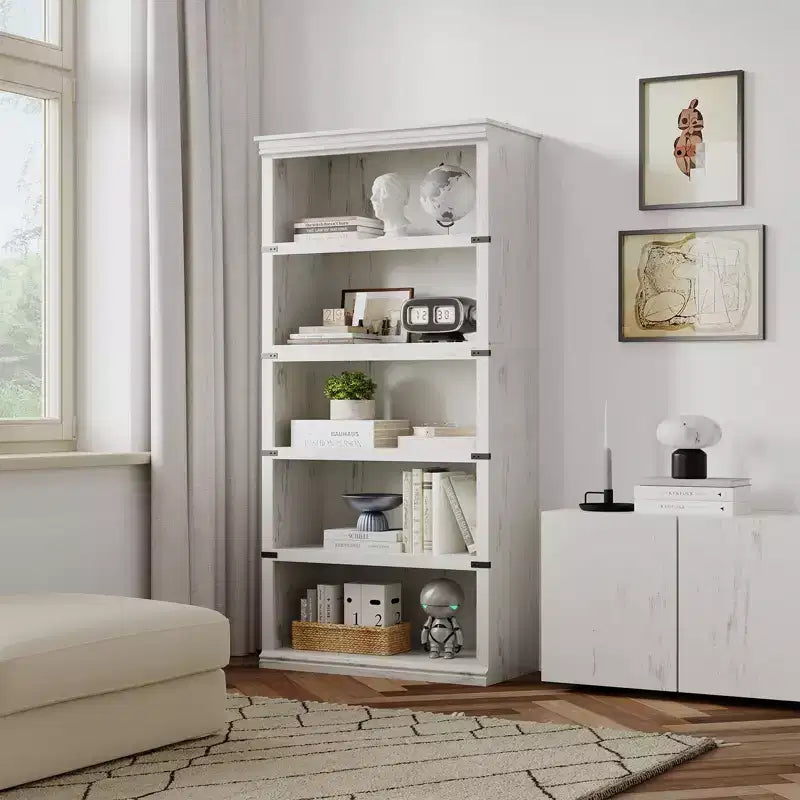 Libreria a 5 ripiani, stile rustico, vari colori e dimensioni