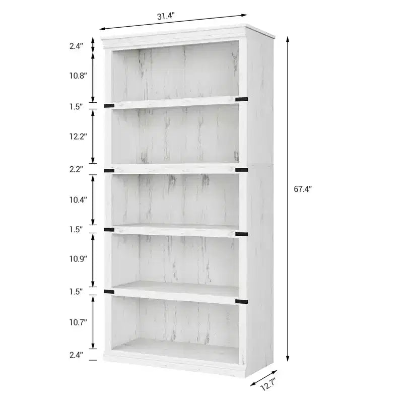 Libreria a 5 ripiani, stile rustico, vari colori e dimensioni