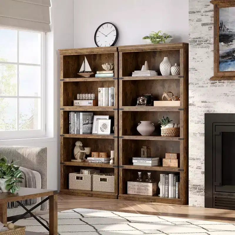 Libreria a 5 ripiani, stile rustico, vari colori e dimensioni