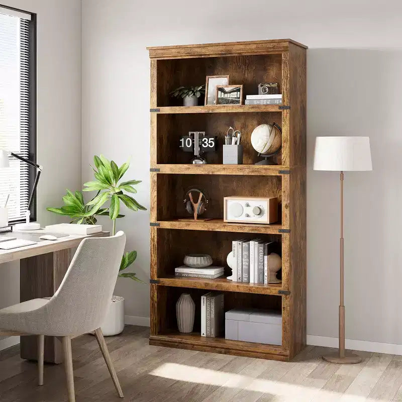 Libreria a 5 ripiani, stile rustico, vari colori e dimensioni