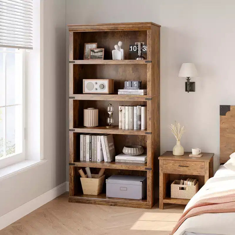 Libreria a 5 ripiani, stile rustico, vari colori e dimensioni
