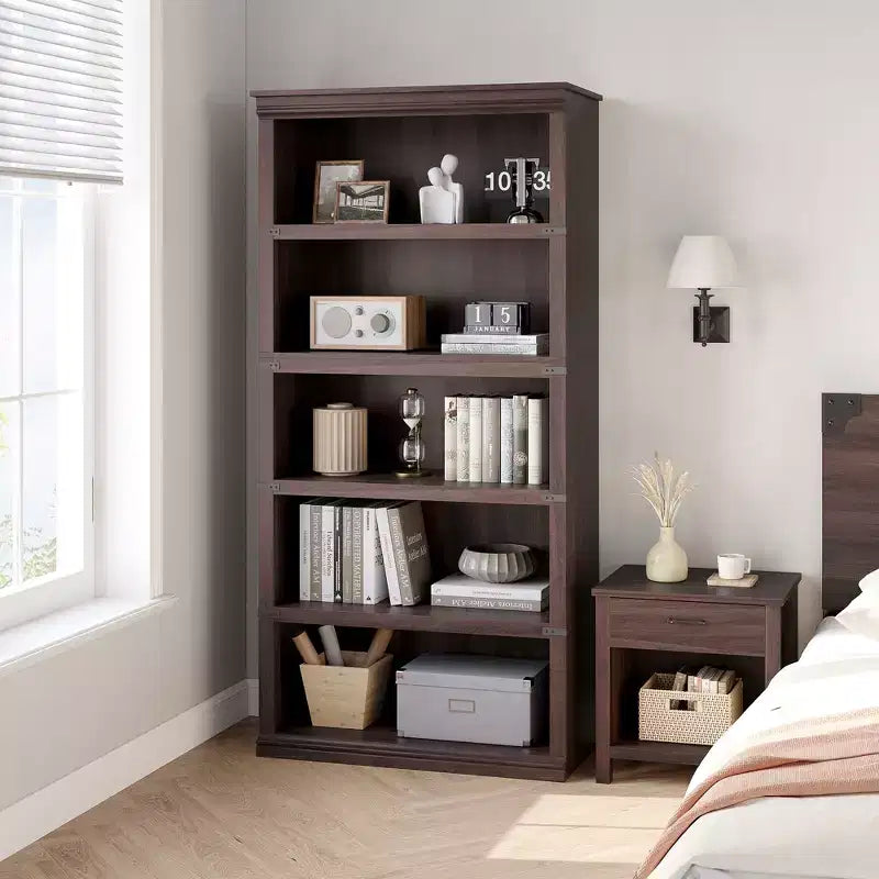 Libreria a 5 ripiani, stile rustico, vari colori e dimensioni