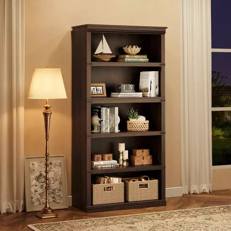 Libreria a 5 ripiani, stile rustico, vari colori e dimensioni