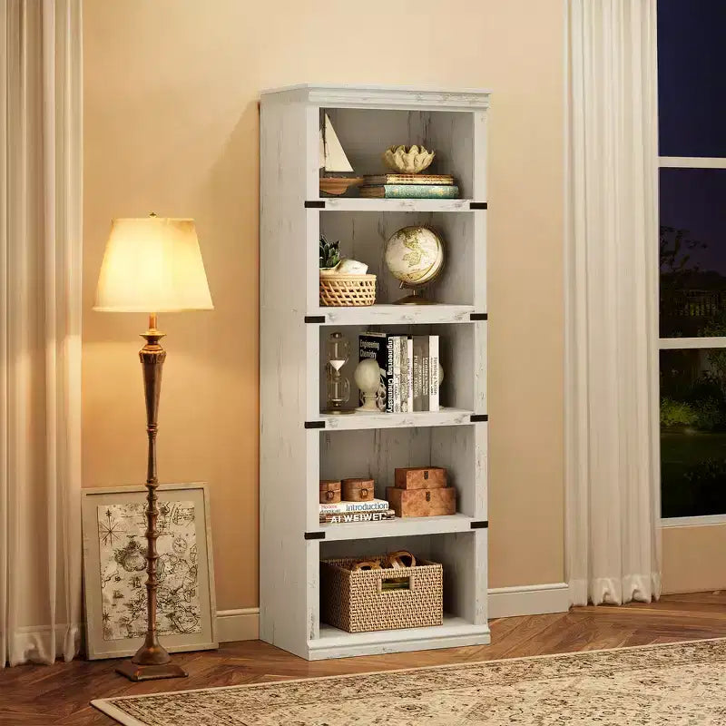 Libreria a 5 ripiani, stile rustico, vari colori e dimensioni