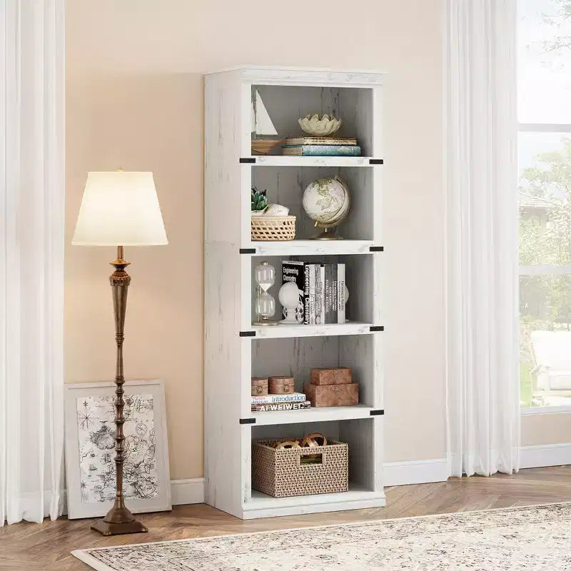 Libreria a 5 ripiani, stile rustico, vari colori e dimensioni