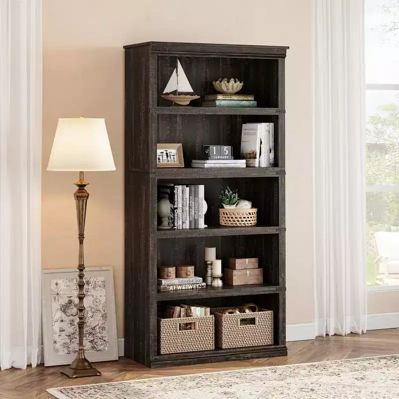 Libreria a 5 ripiani, stile rustico, vari colori e dimensioni