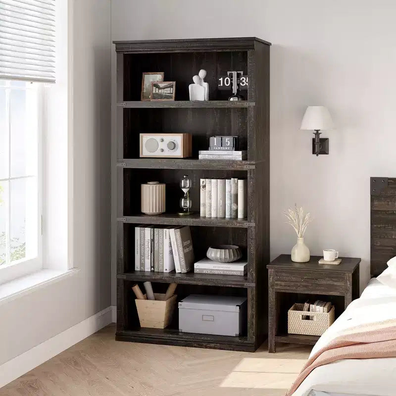 Libreria a 5 ripiani, stile rustico, vari colori e dimensioni