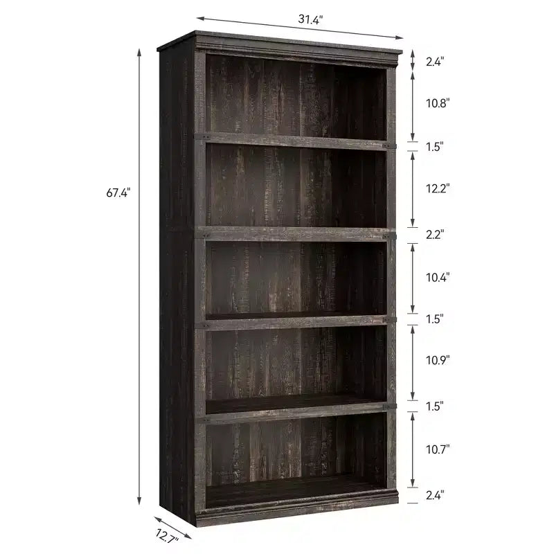 Libreria a 5 ripiani, stile rustico, vari colori e dimensioni