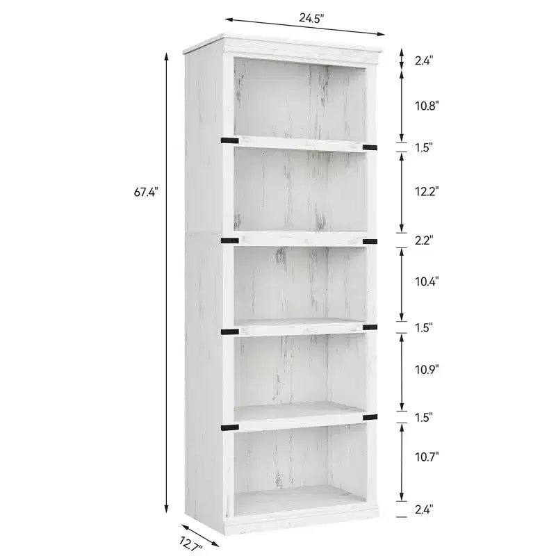 Libreria a 5 ripiani, stile rustico, vari colori e dimensioni
