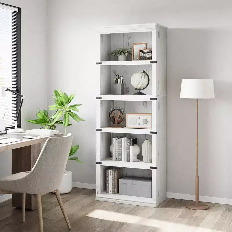Libreria a 5 ripiani, stile rustico, vari colori e dimensioni
