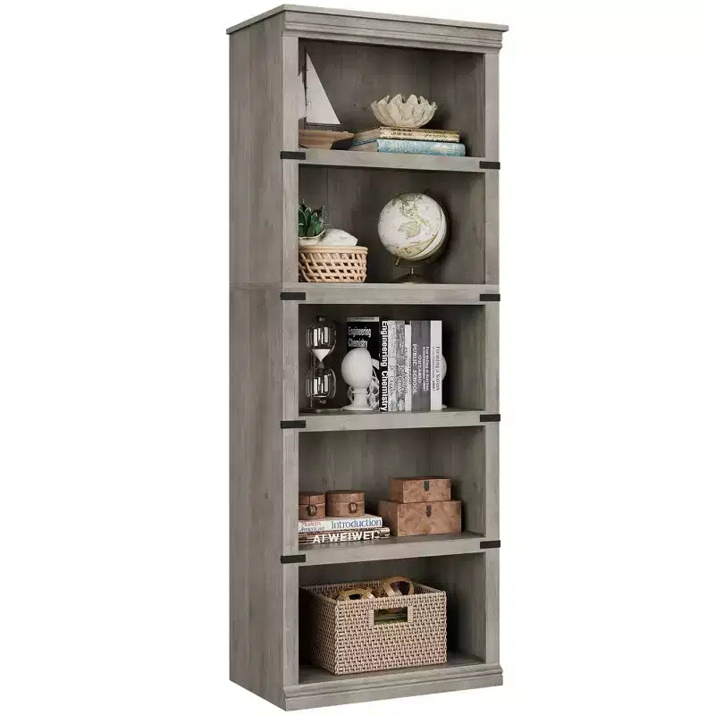 Libreria a 5 ripiani, stile rustico, vari colori e dimensioni