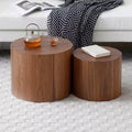 Set of 2 Round Coffee Table End Table Cocktail Table Accent Table Side Table Center Table,Walnut -ModernLuxe