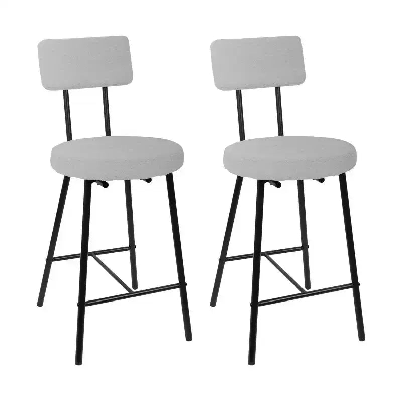 Sgabelli da bancone rotondi imbottiti con schienale, set da 2 o 4, Beige/Grigio