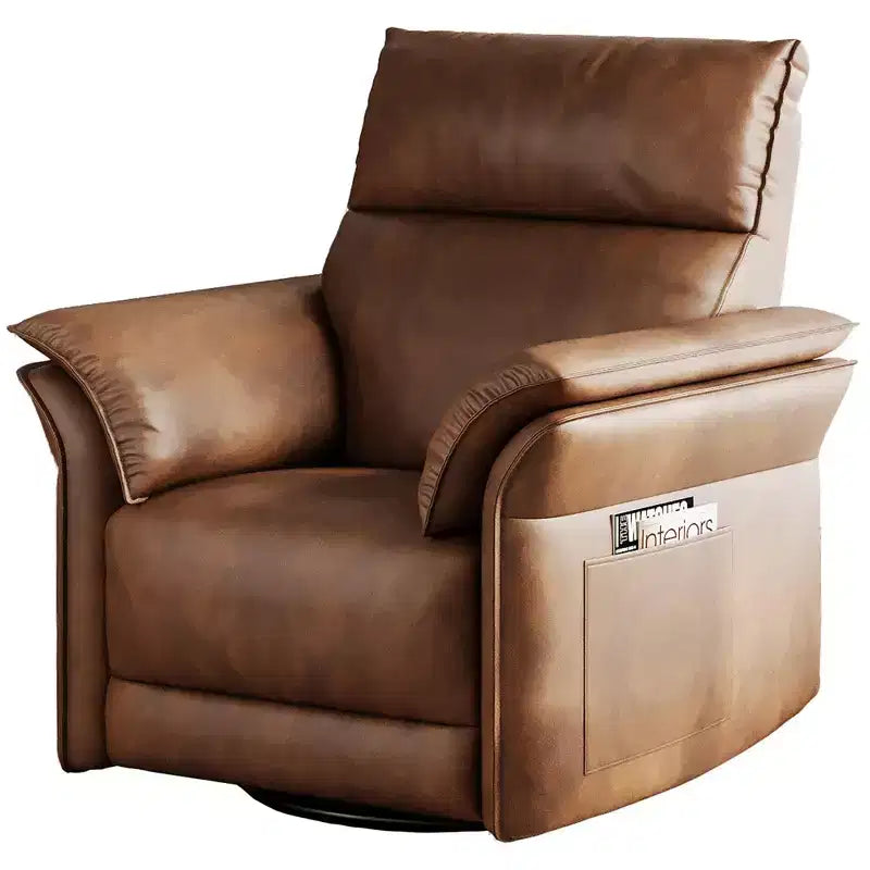 Poltrona reclinabile girevole e a dondolo Power Glider, in pelle PU, 1 posto, porta di ricarica USB, tasche laterali