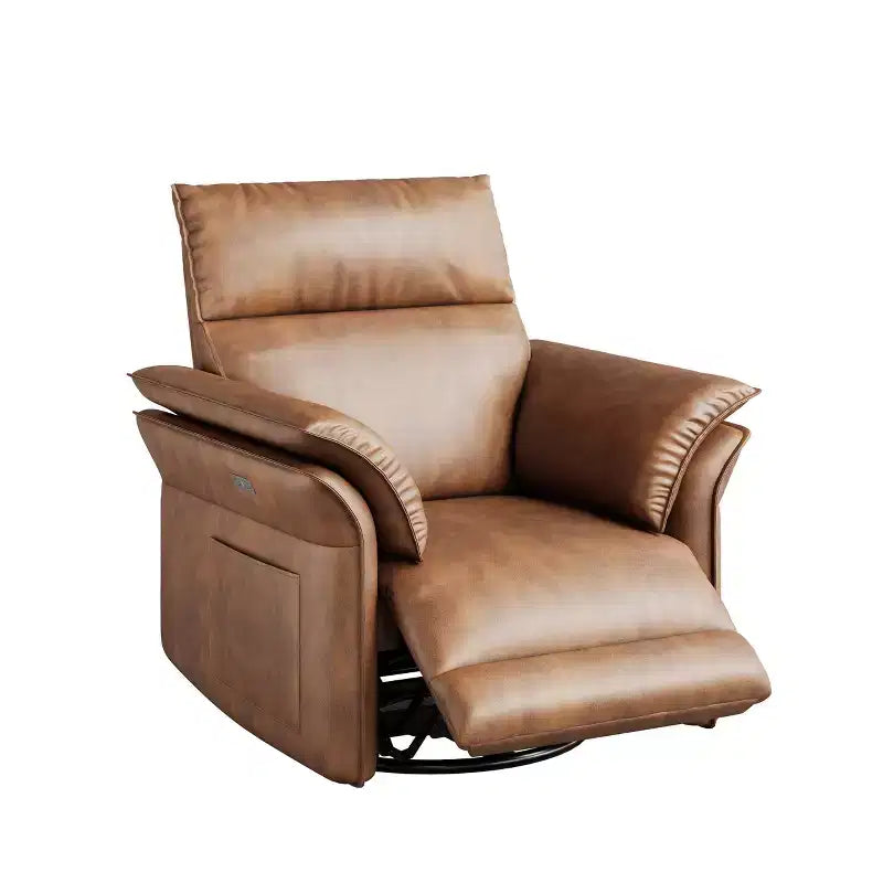 Poltrona reclinabile girevole e a dondolo Power Glider, in pelle PU, 1 posto, porta di ricarica USB, tasche laterali