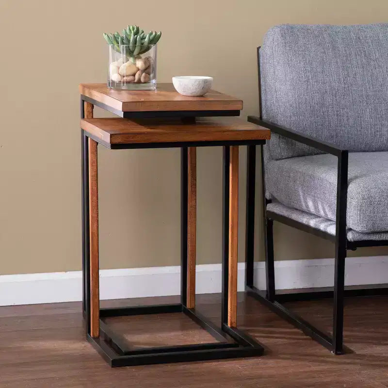 Sabanti Nesting C-Tables - 2pc Set - Brown - SEI
