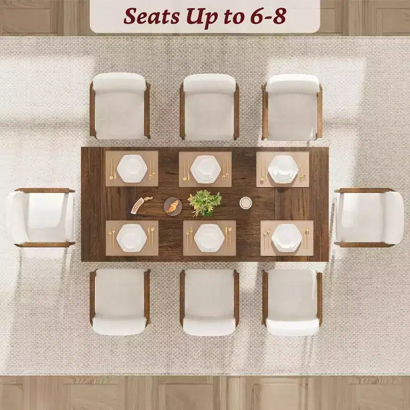 Tavolo da pranzo da 71" per 6-8 persone, tavolo da pranzo moderno con gambe in legno uniche, senza sedie