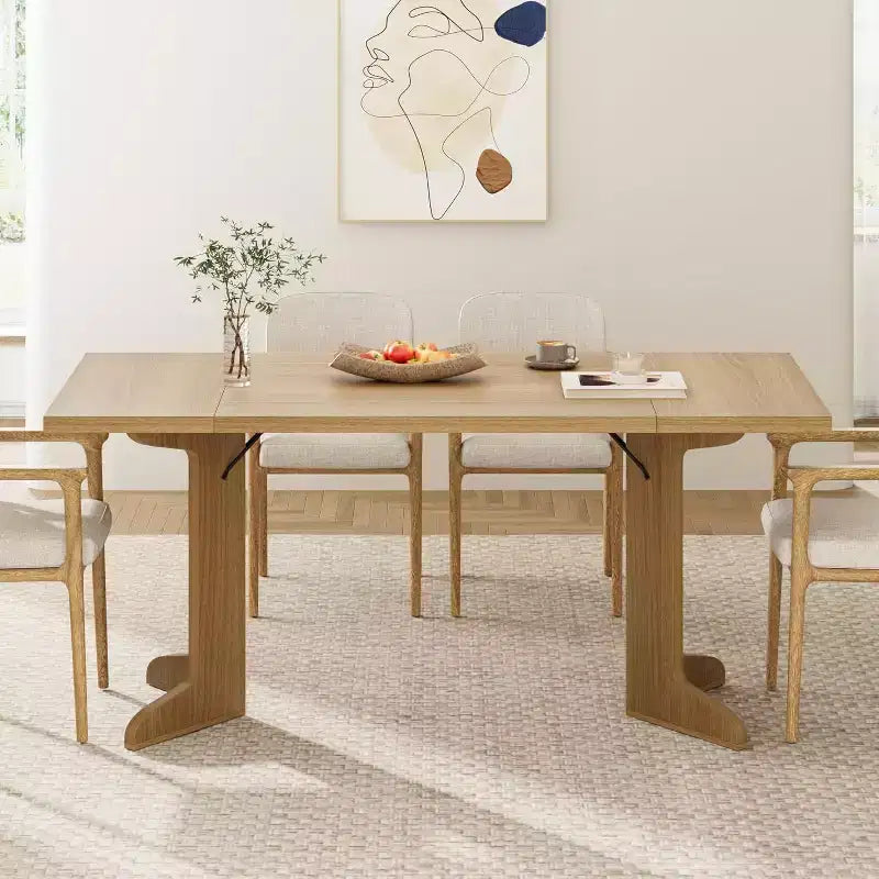 Tavolo da pranzo da 71" per 6-8 persone, tavolo da pranzo moderno con gambe in legno uniche, senza sedie
