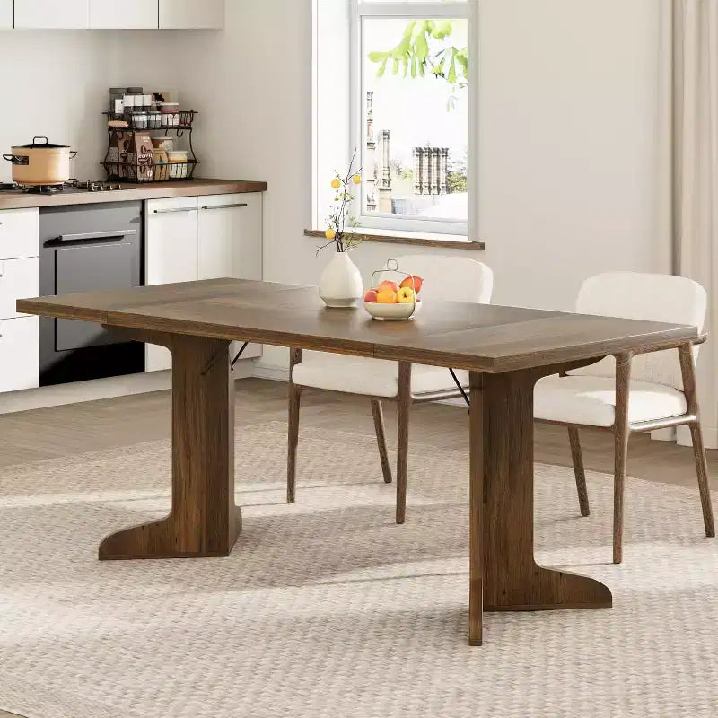 Tavolo da pranzo da 71" per 6-8 persone, tavolo da pranzo moderno con gambe in legno uniche, senza sedie