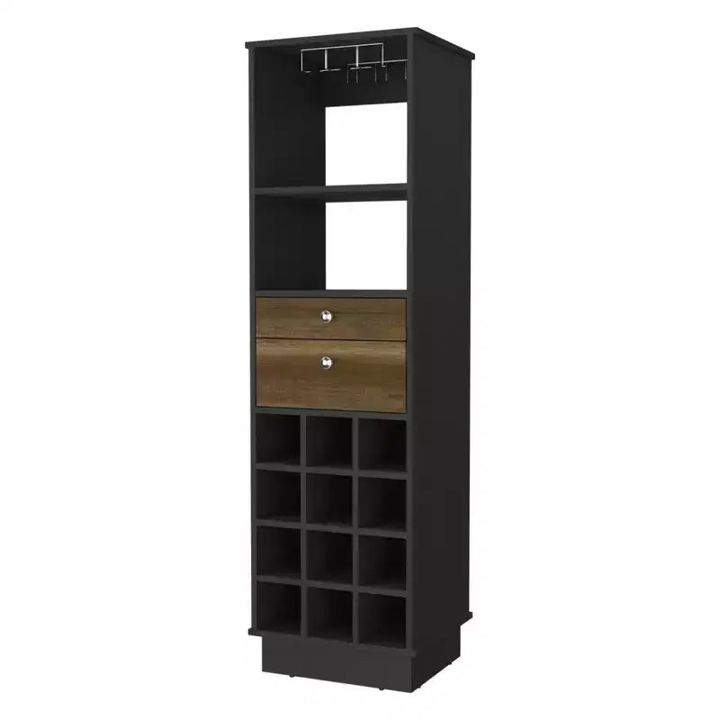 Mobile bar nero con 2 cassetti e 1 ripiano