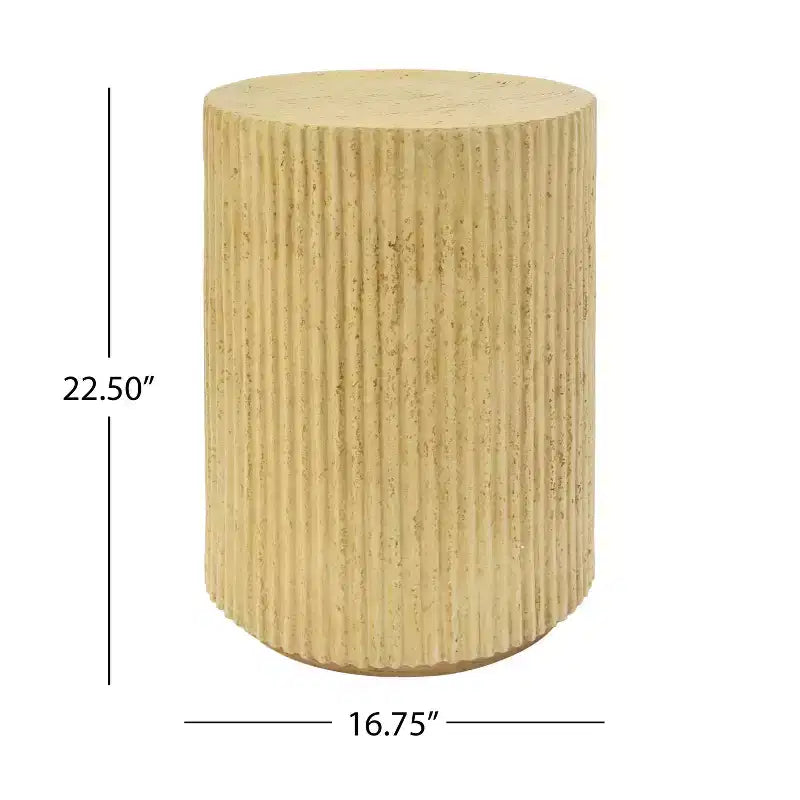 Tavolino rotondo marrone a piedistallo, texture effetto legno, 1 pezzo