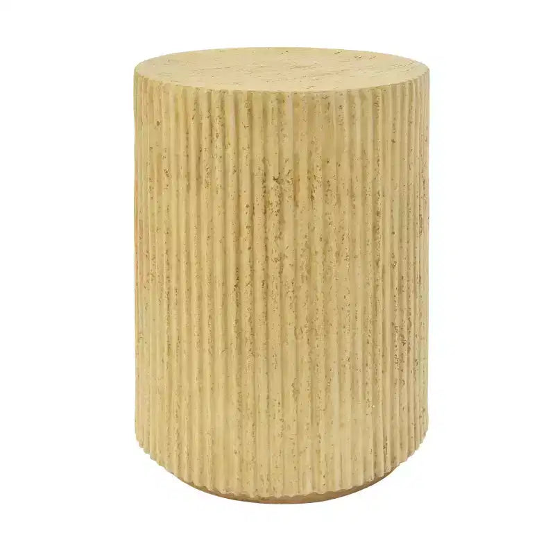 Tavolino rotondo marrone a piedistallo, texture effetto legno, 1 pezzo