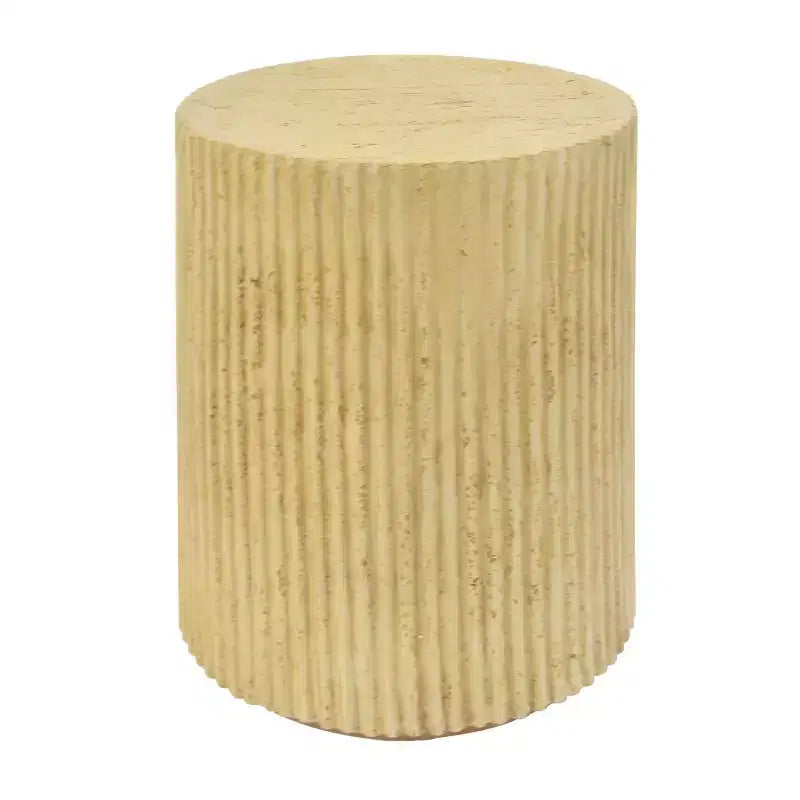 Tavolino rotondo marrone a piedistallo, texture effetto legno, 1 pezzo