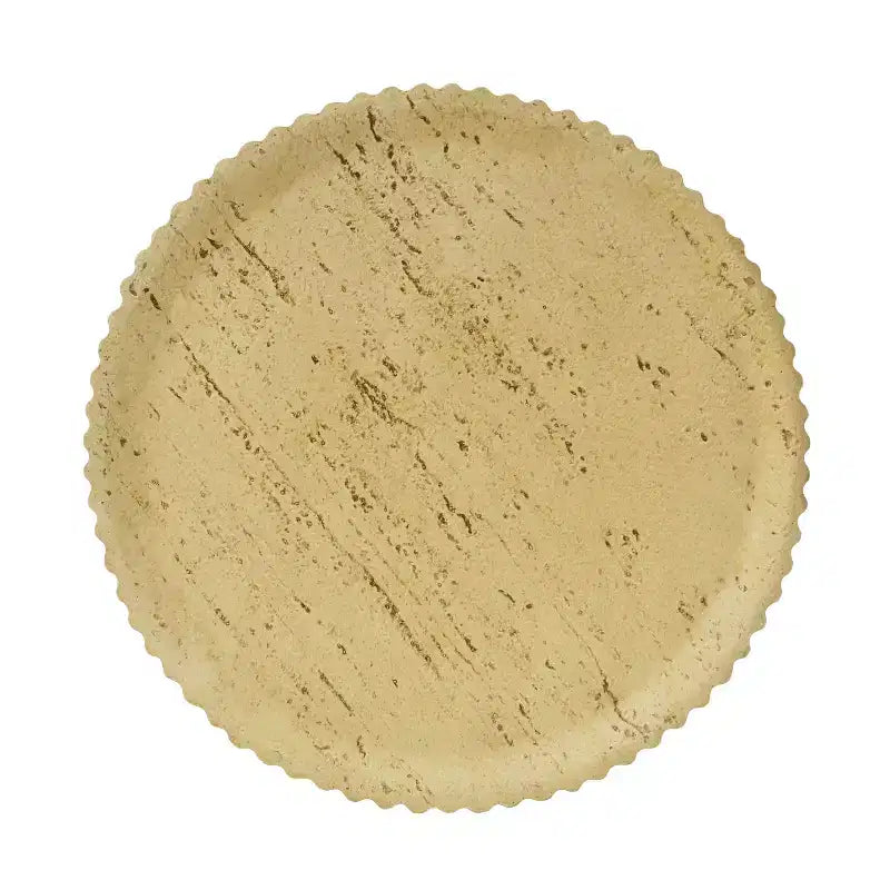 Tavolino rotondo marrone a piedistallo, texture effetto legno, 1 pezzo