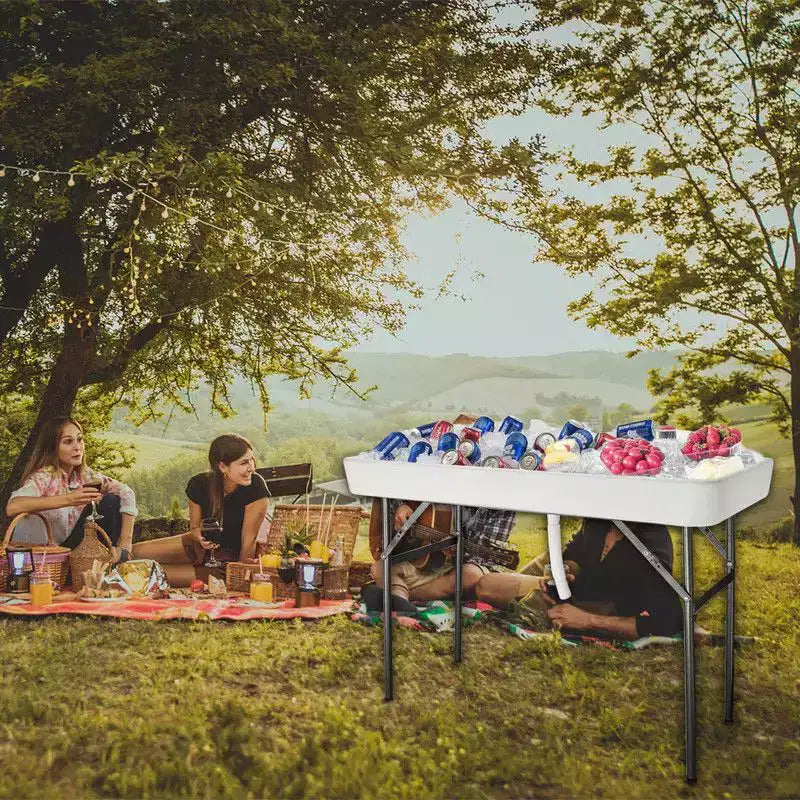 Tavolo Frigorifero Pieghevole Rettangolare Bianco, 2 Posti