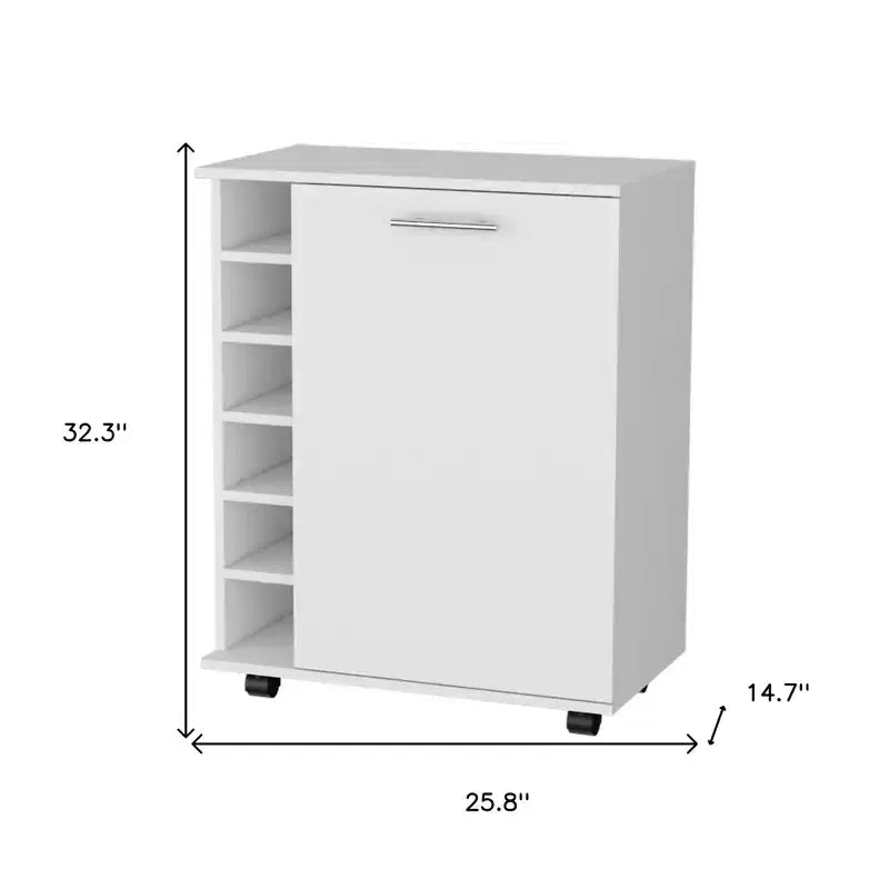 Carrello Bar Bianco con Porta Bottiglie, Posti a Sedere per 1-2 Persone