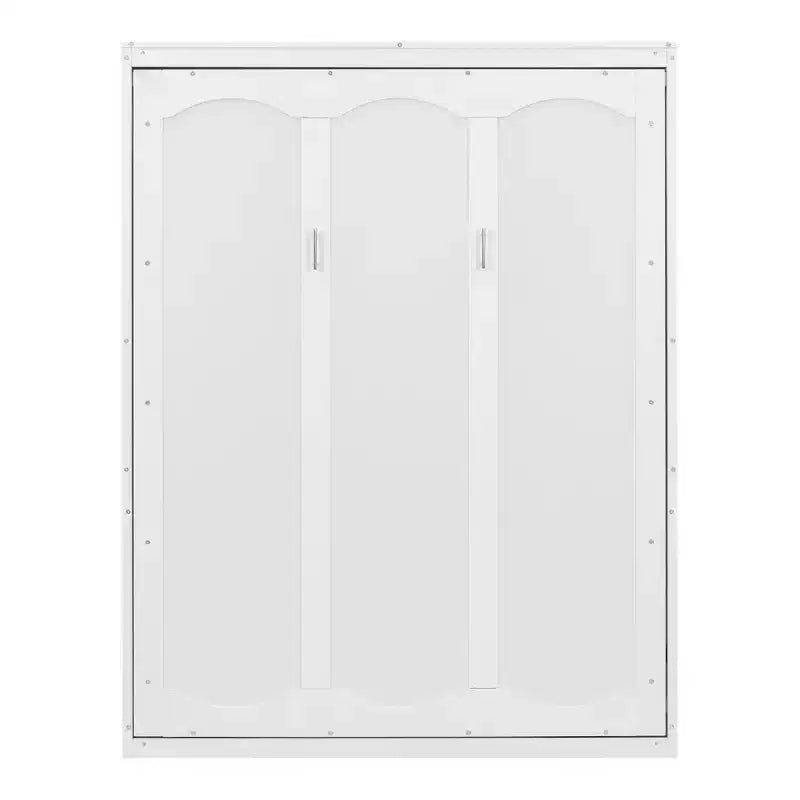 Letto a scomparsa matrimoniale Queen Size con mensole portaoggetti, Grigio/Bianco, Posti letto: 1