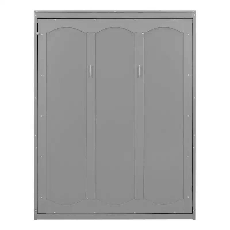 Letto a scomparsa matrimoniale Queen Size con mensole portaoggetti, Grigio/Bianco, Posti letto: 1