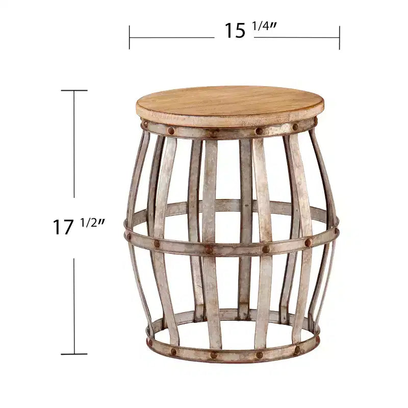 Tavolino d'appoggio rotondo argento e beige, 1 posto