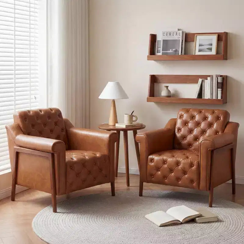 Poltrona d'accento in similpelle marrone, stile medievale, 1 posto a sedere
