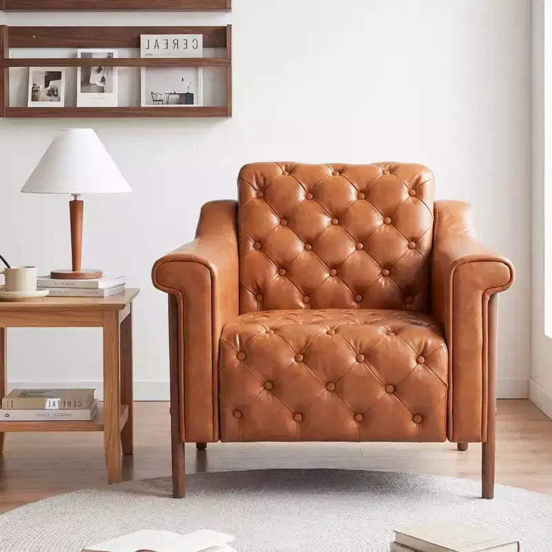 Poltrona d'accento in similpelle marrone, stile medievale, 1 posto a sedere
