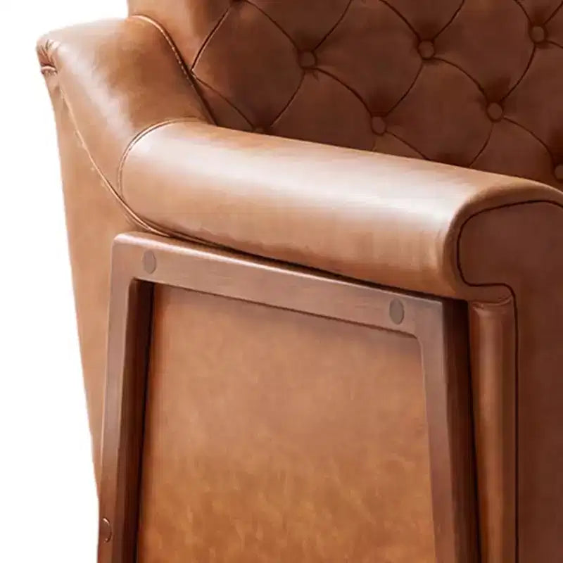 Poltrona d'accento in similpelle marrone, stile medievale, 1 posto a sedere