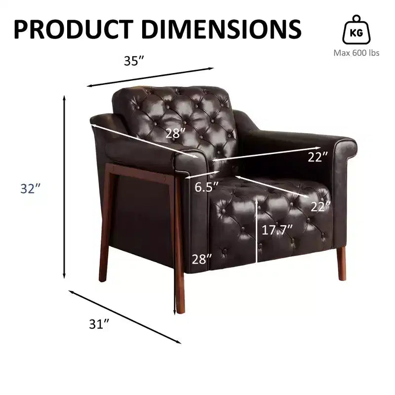 Poltrona d'accento in similpelle marrone, stile medievale, 1 posto a sedere
