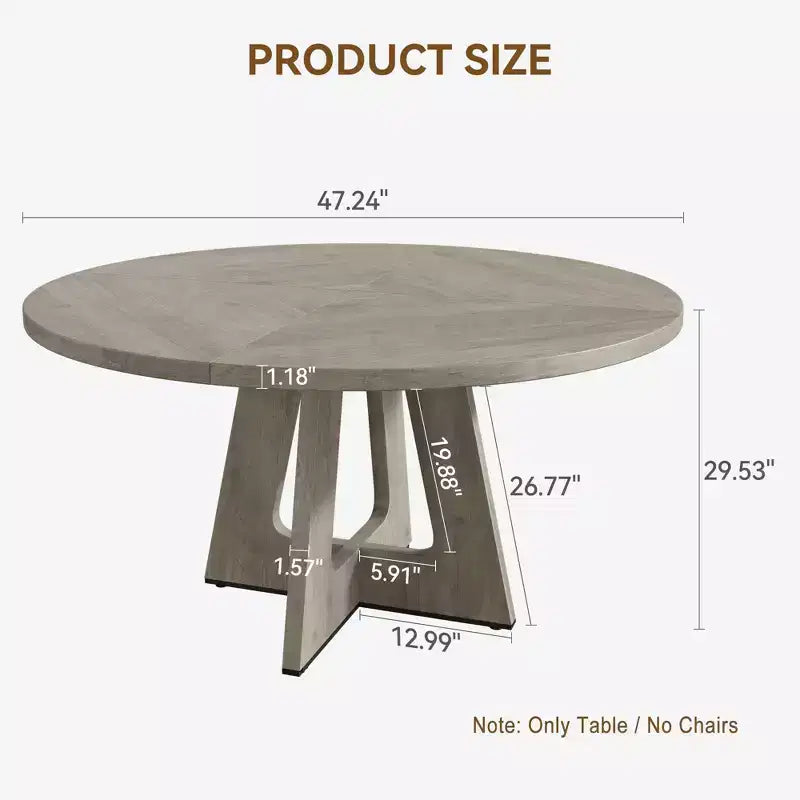Tavolo da pranzo rotondo stile rustico 120 cm, MDF effetto legno, 4 posti