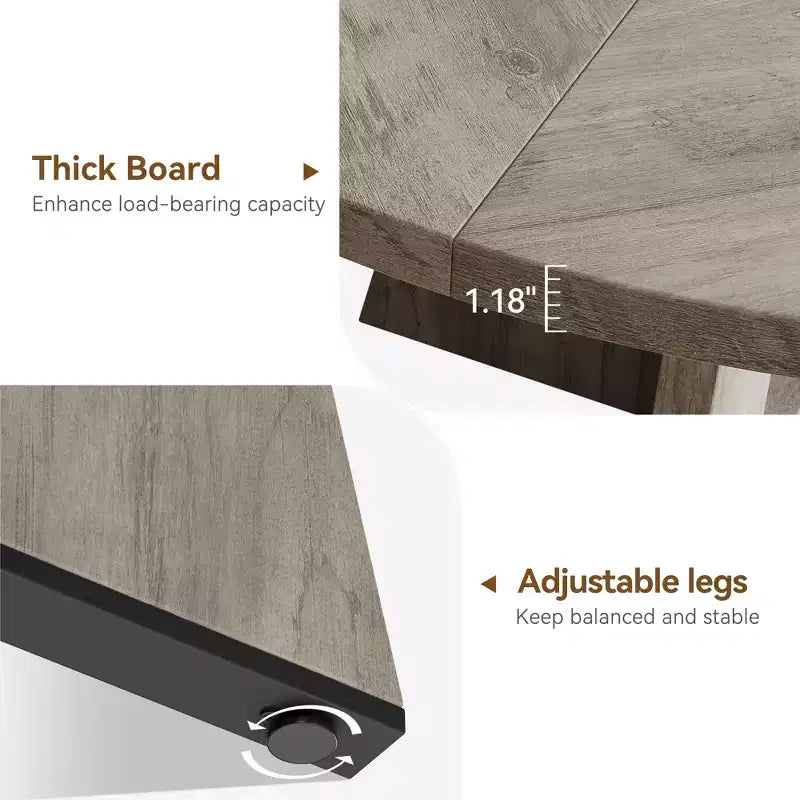 Tavolo da pranzo rotondo stile rustico 120 cm, MDF effetto legno, 4 posti