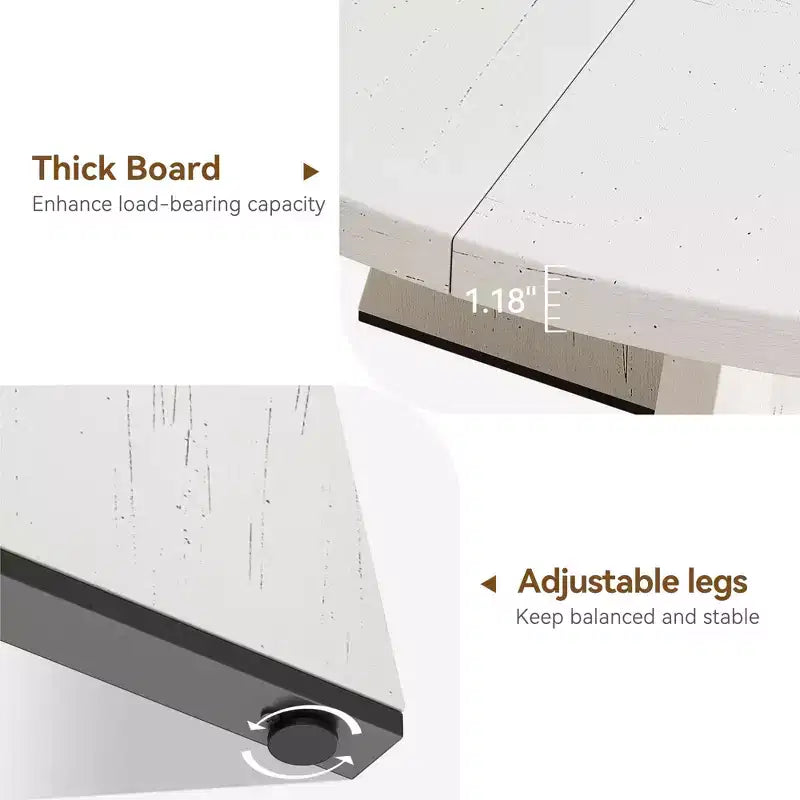 Tavolo da pranzo rotondo stile rustico 120 cm, MDF effetto legno, 4 posti