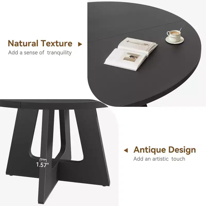 Tavolo da pranzo rotondo stile rustico 120 cm, MDF effetto legno, 4 posti