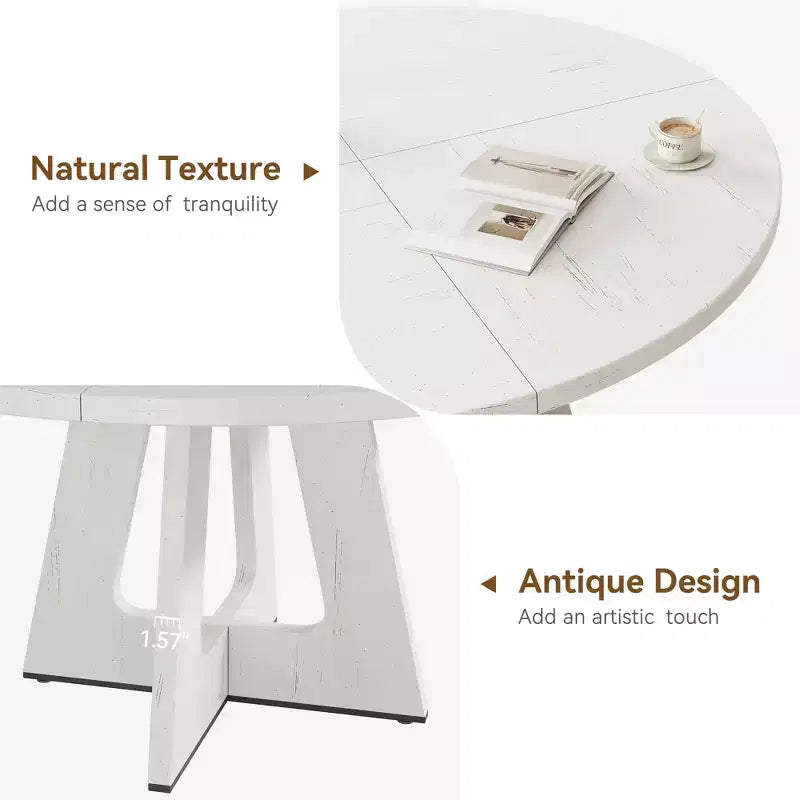 Tavolo da pranzo rotondo stile rustico 120 cm, MDF effetto legno, 4 posti