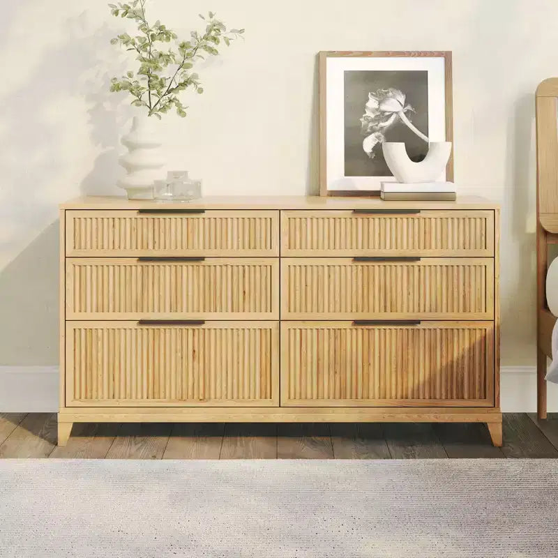 Comò a 6 cassetti in pino naturale stile transizionale