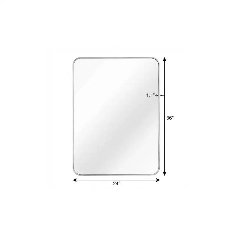 Specchio da parete rettangolare 36" con cornice in alluminio color argento