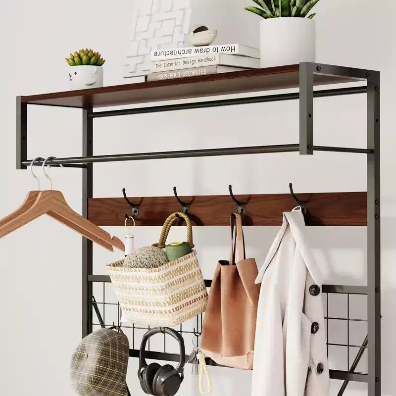 Appendiabiti da ingresso con panca e scarpiera – Multicolore, 5-in-1, Adatto per 1-2 persone