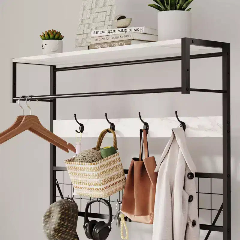 Appendiabiti da ingresso con panca e scarpiera – Multicolore, 5-in-1, Adatto per 1-2 persone