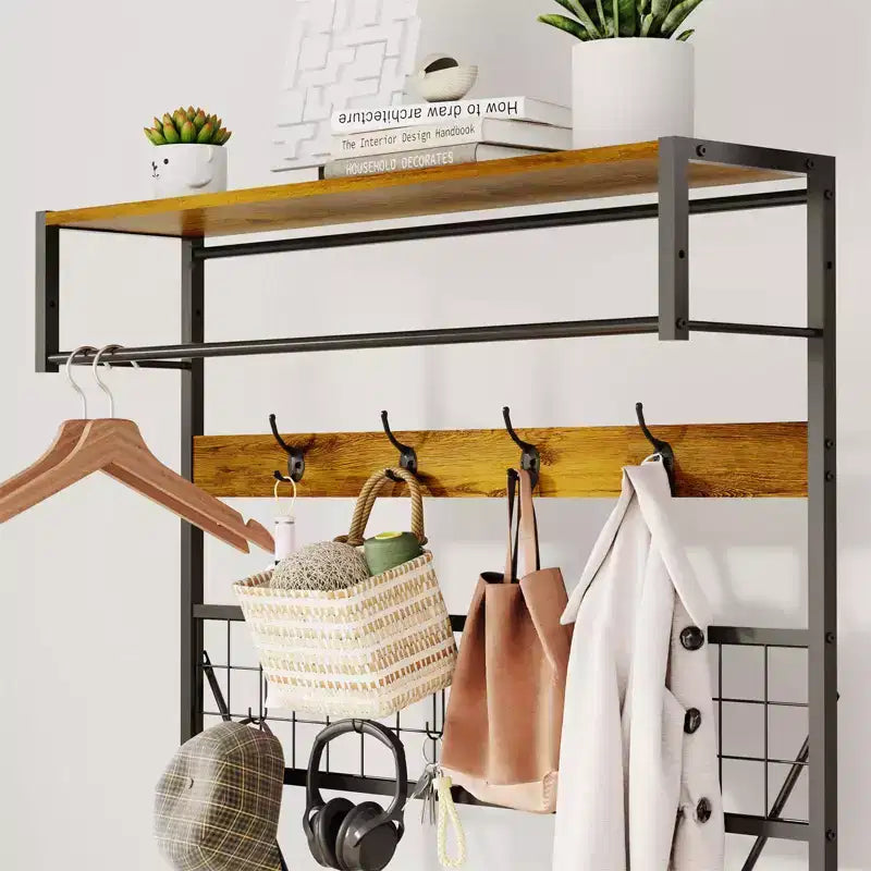 Appendiabiti da ingresso con panca e scarpiera – Multicolore, 5-in-1, Adatto per 1-2 persone