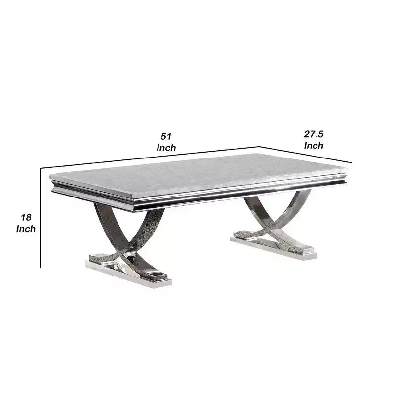 Tavolino da caffè rettangolare effetto marmo bianco, 130 cm L